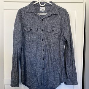 Old Navy Shirt Regular Fit Black and White (Gray) plaid button up size Large